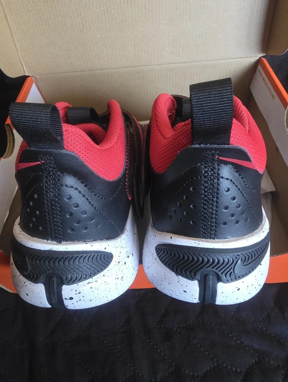 Nike Kids Black, Red and White Hook-and-Loop Sneakers
